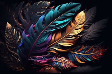 Fototapeta premium feather on black background. Generative AI
