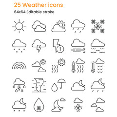 Set of Weather icons, outline style