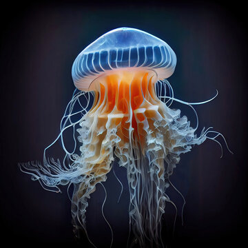 Immortal jellyfish as hydrozoa animal studio portrait (Generative AI)