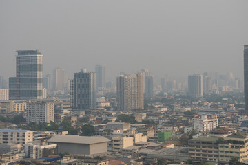 Fototapeta na wymiar air pollution over Bangkok Thailand, PM2.5, March2023