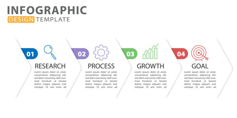 Infographic template. 4 Step timeline journey, Flat simple infographics design template. presentation graph. Business concept with numbers 4 options or steps vector illustration.	