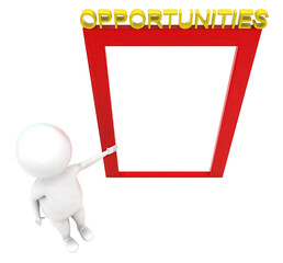 3d man presenting a way to opportunities door concept