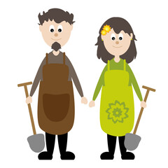 Paar bei der Gartenarbeit
