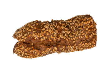 Loaf of bread with sunflower seeds isolated on a white background.