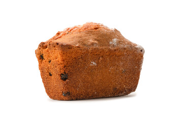 A cupcake with raisins isoalted on a white background.