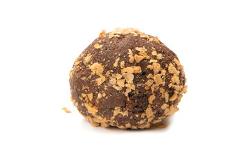 Chocolate cake isolated on a white background.