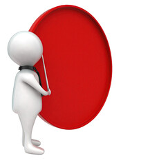 3d man presenting red circular display concept