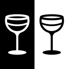 black and white wine glasses icon, wine glassware vector logo illustration for graphic and web design