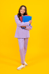 Teenage school girl with books. Schoolgirl student.