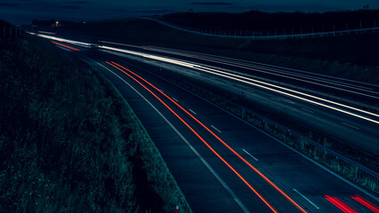 lights of cars with night. long exposure