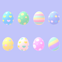 Fototapeta na wymiar 3d rendered colorful Easter eggs set.