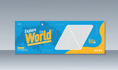 Travel facebook cover page timeline social media post and web banner template design