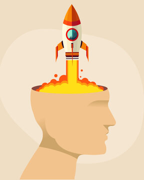 rocket launching from head concept clip art preview