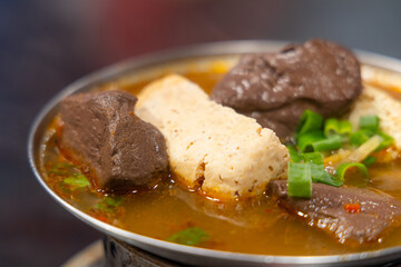 Spicy Duck Blood and sticky tofu soup
