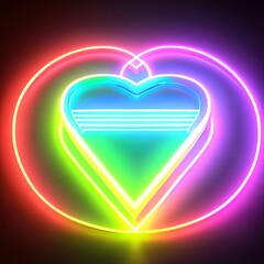 Coração de led Neon colorido (Colorful neon led heart) - generative IA