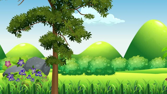 Animated Forest Background With Camera Moving From Left To Right Looping 