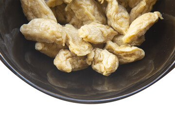 Fried fish meatballs isolated on white background. Save with clipping path.