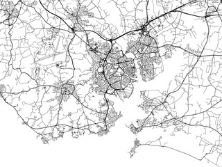 Road map of the city of  Lorient in France on a transparent background.