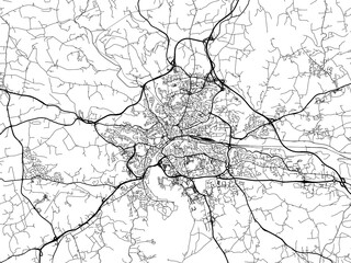 Road map of the city of  Quimper in France on a transparent background.