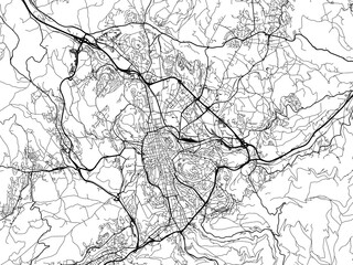 Obraz premium Road map of the city of Saint-Etienne in France on a transparent background.