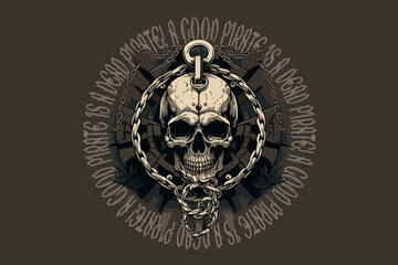 Skull pirate vector illustration for t-shirt
