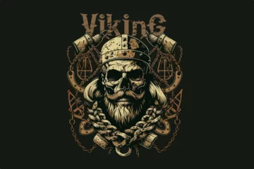 Foto op Plexiglas Skull Viking vector illustration for t-shirt © evgeny