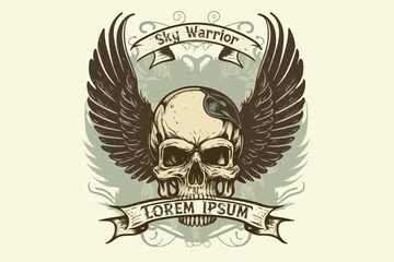 Skull sky warrior vector illustration for t-shirt