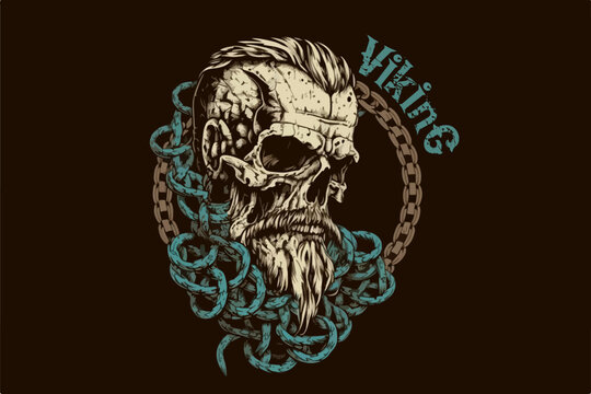 Skull Viking vector illustration for t-shirt