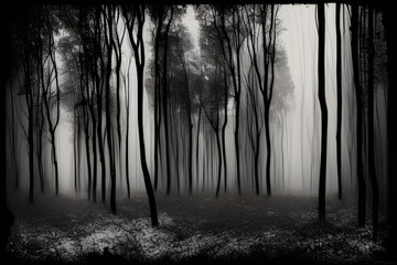 dark forest in the fog - Generated AI