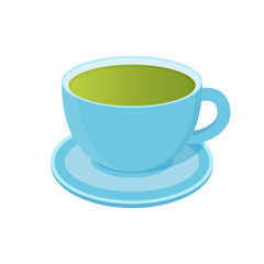 Cup of green tea. Vector illustration, isolated on white background.