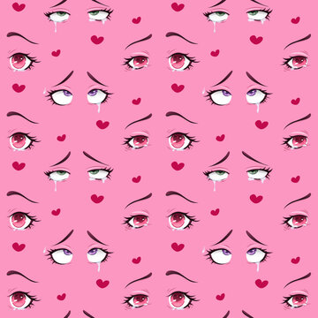 anime style eyes, amorous look, valentine's day, Anime eyes, anime