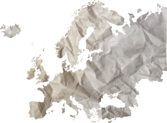 Europe map paper texture cut out on transparent background.