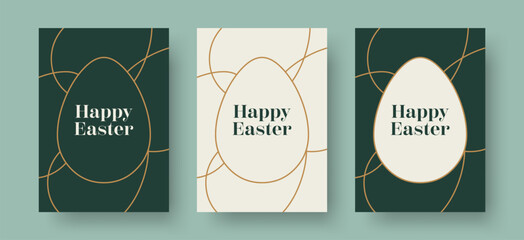 Happy Easter Greeting Card. Vector Design Template for Easter Holiday. Collection of Elegant and Trendy Easter Card Templates with Geometric Easter Egg Illustration. Stock Vector - 579104963