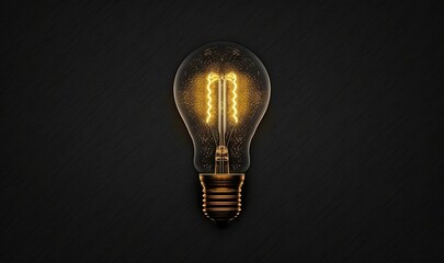  a glowing light bulb with two lightnings inside of it on a black background with a black background and a black background with a light bulb.  generative ai