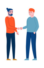 Men bump fists. Friends touching hands in greeting gesture