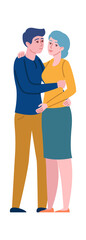 Man hugging woman. Happy couple embrace gesture