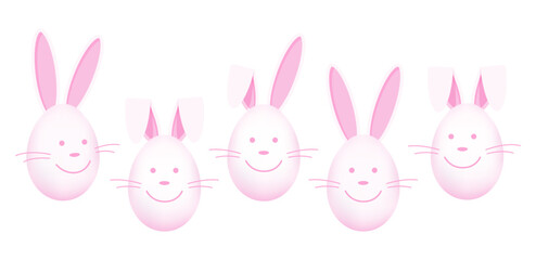 Easter rabbits. Easter Bunnies. Easter eggs. Vector illustration. Isolated on white background.	
