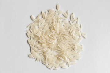 Basmati long rice on white background