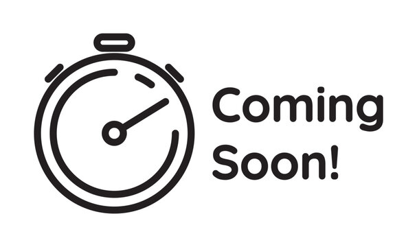 Coming soon vector flat icon.