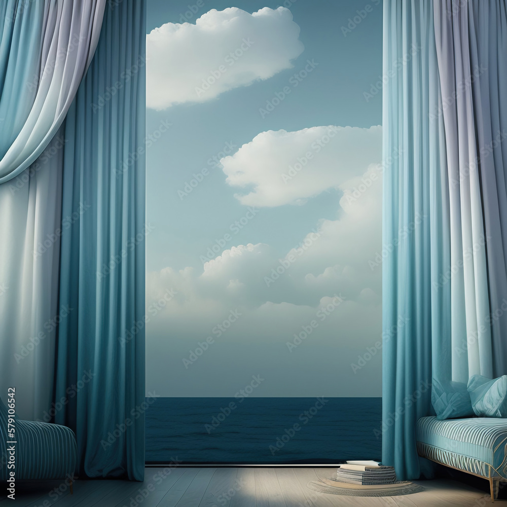 Wall mural generative ai: curtains luxury scene performance or background for web
