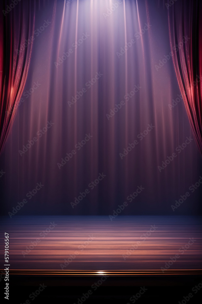Wall mural generative ai: curtains luxury scene performance or background for web