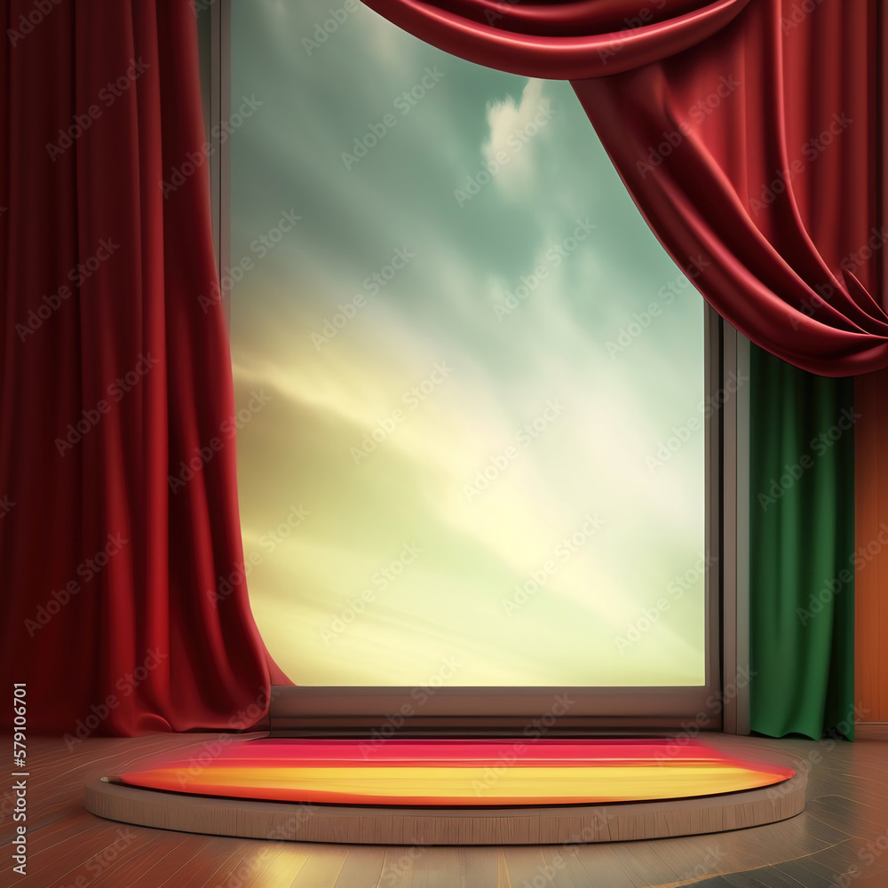 Wall mural generative ai: curtains luxury scene performance or background for web