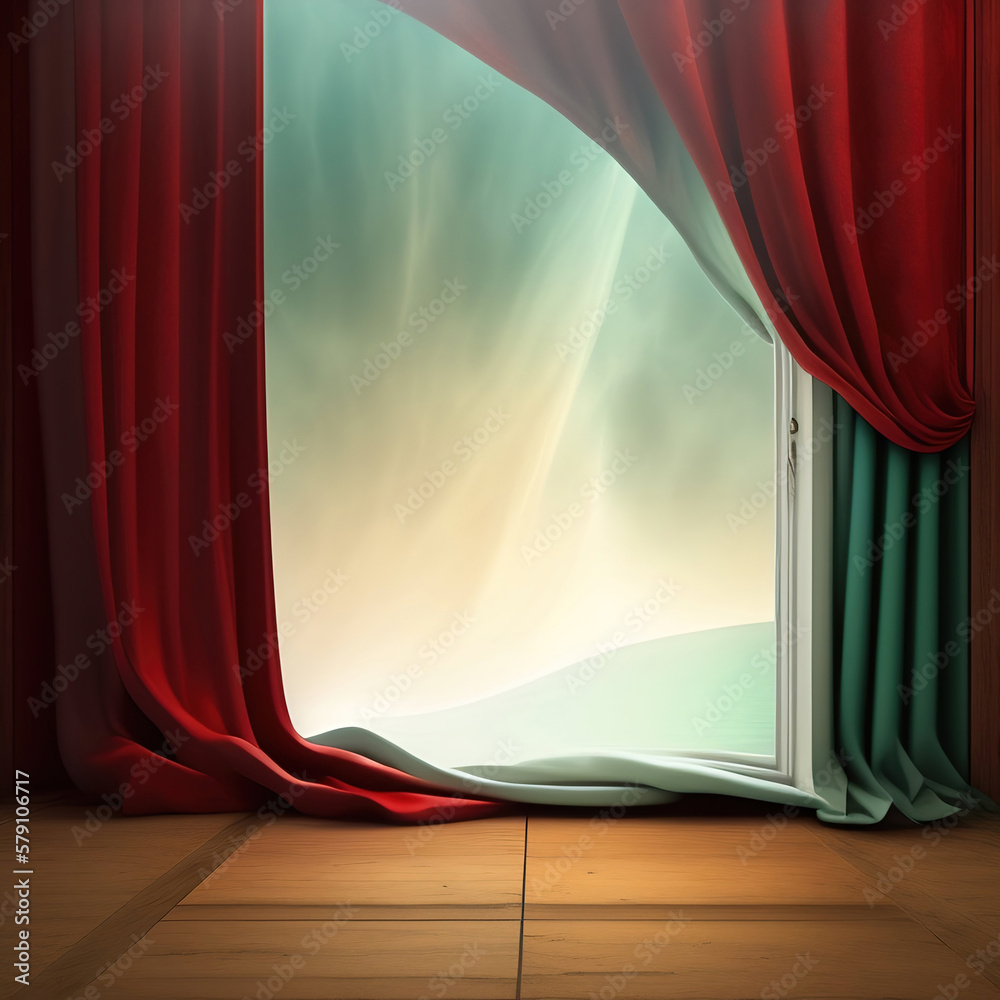 Wall mural generative ai: curtains luxury scene performance or background for web