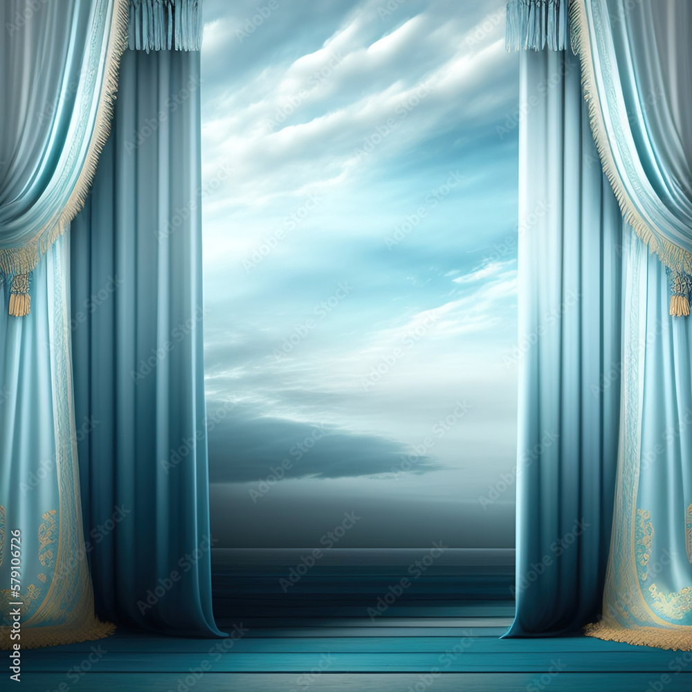 Wall mural generative ai: curtains luxury scene performance or background for web