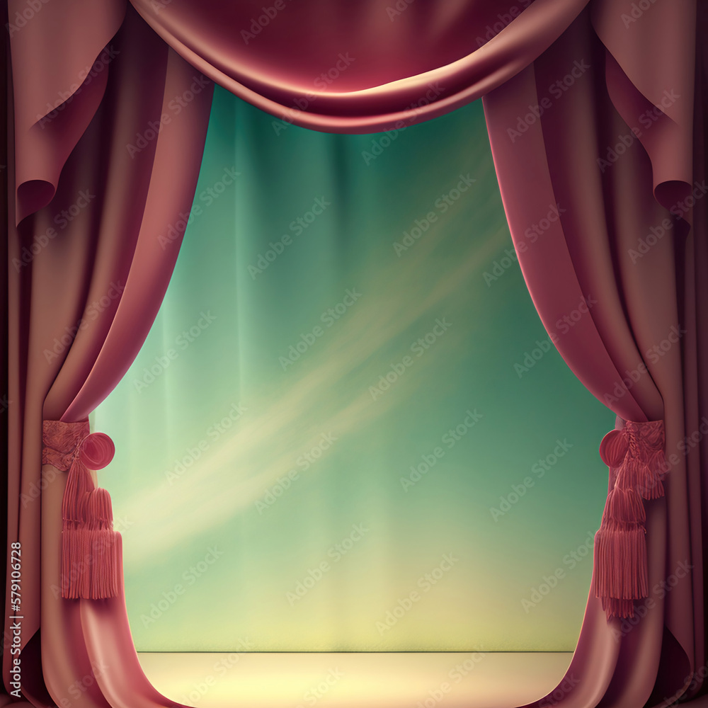 Wall mural generative ai: curtains luxury scene performance or background for web