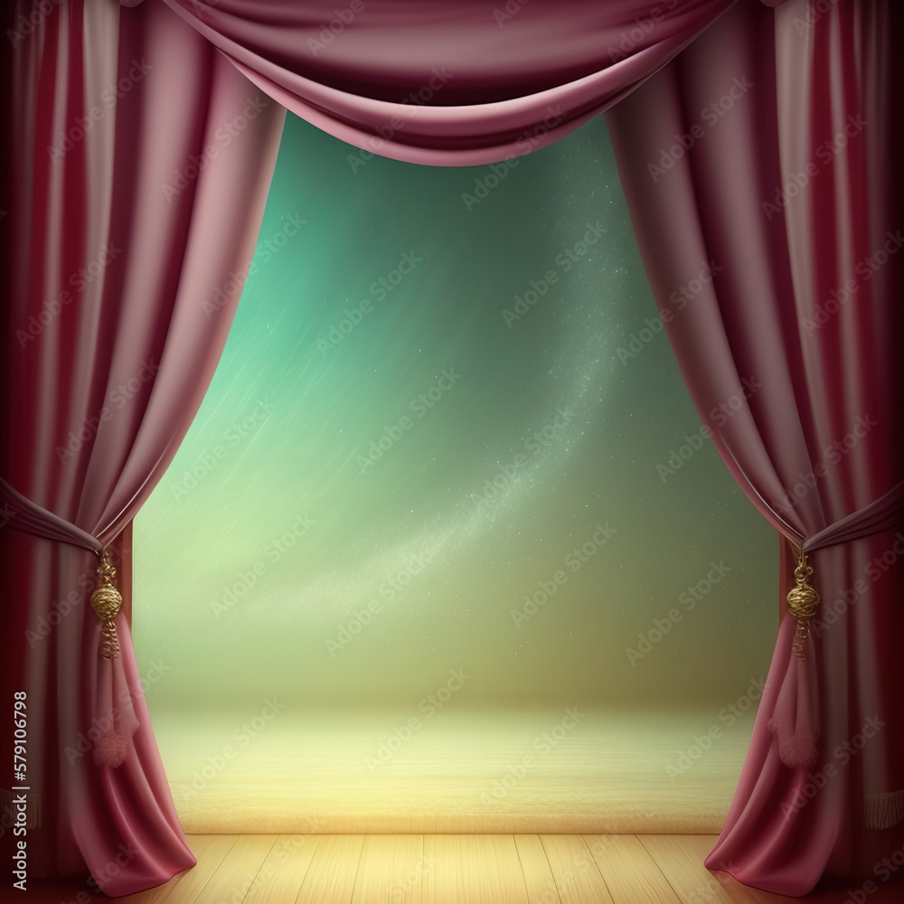 Wall mural generative ai: curtains luxury scene performance or background for web