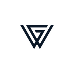 Minimalist line art letter triangle GW logo. 