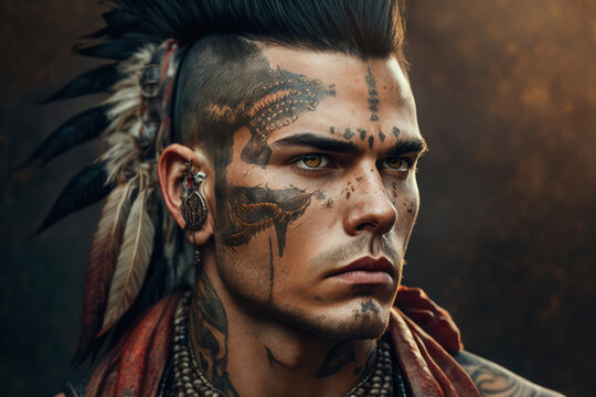 Indian warrior portrait. Generative AI