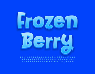 Vector advertising Sign Frozen Berry. Funny Blue Font. Bright Creative set of Alphabet Letters and Numbers