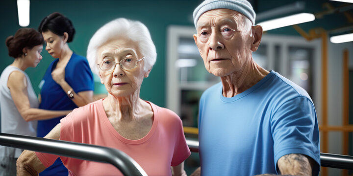 Elderly people at the gym - Generative AI